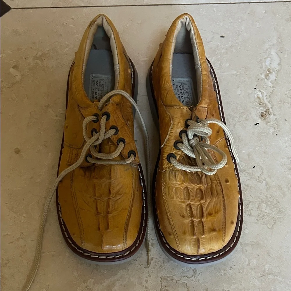Men's Mustard Crocodile Pattern Oxfords